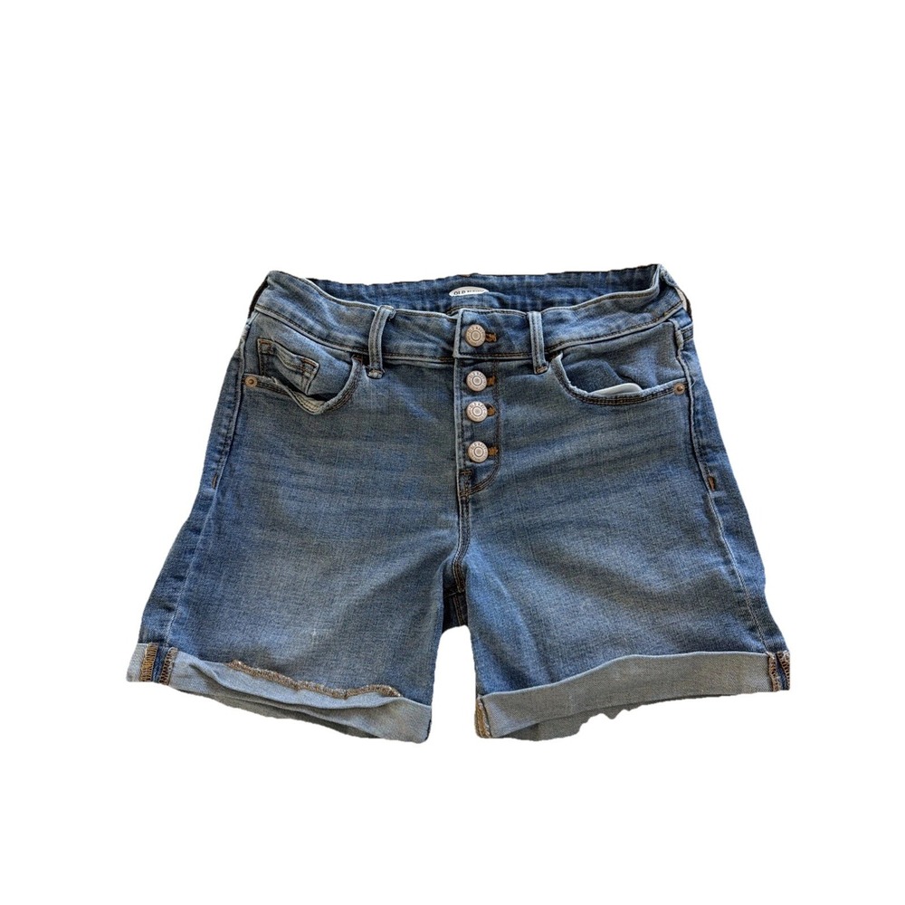 Old Navy Jean Shorts Women's Blue Cuffed Four Button Closure Five Pocket Size 2